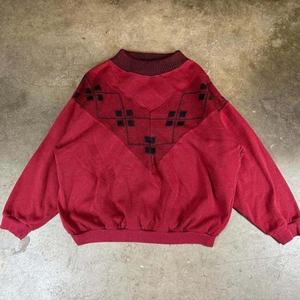 Red vintage 90s argyle sweater Women's Size XL